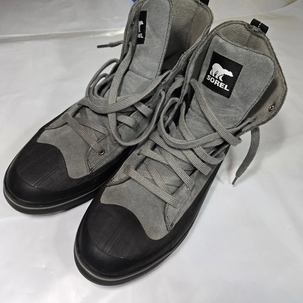 SOREL Men's Cheyanne Metro II Sneak Waterproof‎ Boots Black Grey Suede Mens 11.5